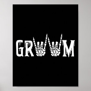 Gothic Skeleton Groom Wedding Just Married Spooky Poster
