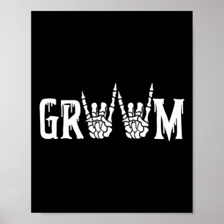 Gothic Skeleton Groom Wedding Just Married Spooky Poster