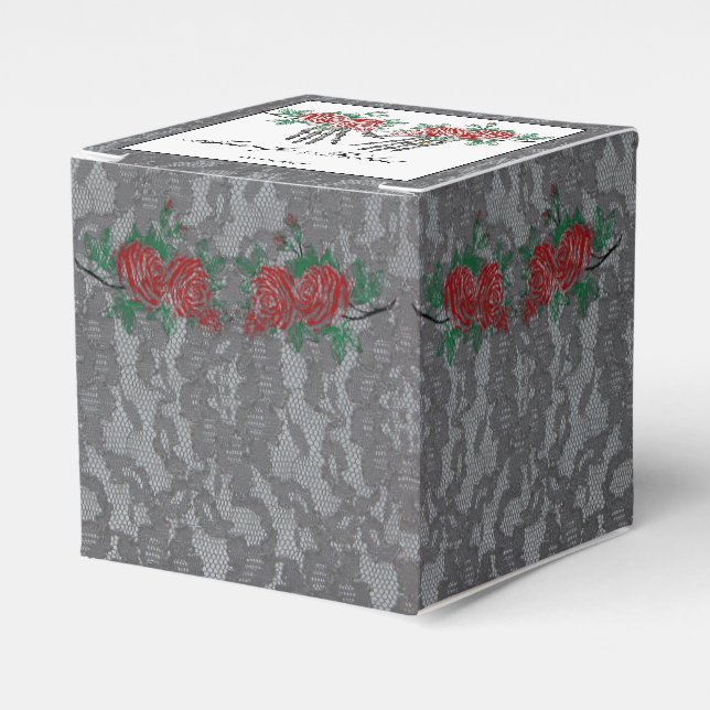 Gothic Skeleton Hands and Roses Wedding Favour Box (Front Side)