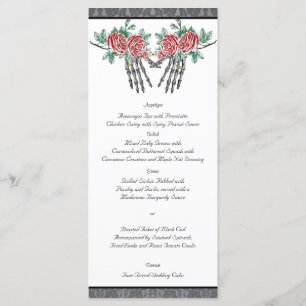 Gothic Skeleton Hands and Roses Wedding Menu