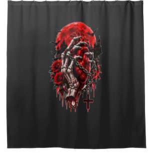 Gothic Skeleton Hands Red Roses Halloween Horror D
