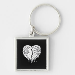 Gothic Skeleton Heart Hands Retro Aesthetic Keychain