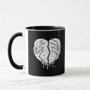 Gothic Skeleton Heart Hands Retro Aesthetic Mug