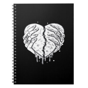 Gothic Skeleton Heart Hands Retro Aesthetic Notebook