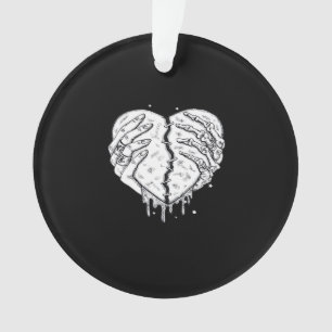 Gothic Skeleton Heart Hands Retro Aesthetic Ornament