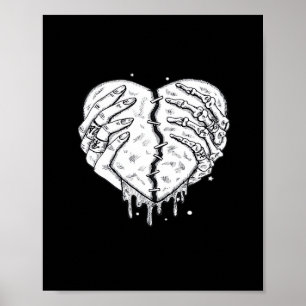 Gothic Skeleton Heart Hands Retro Aesthetic Poster