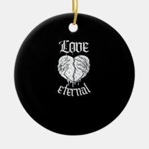 Gothic Skeleton Heart Valentine Classic Design Ceramic Ornament