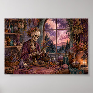 Gothic Skeleton Herbalist Apothecary Witchy Storm Poster