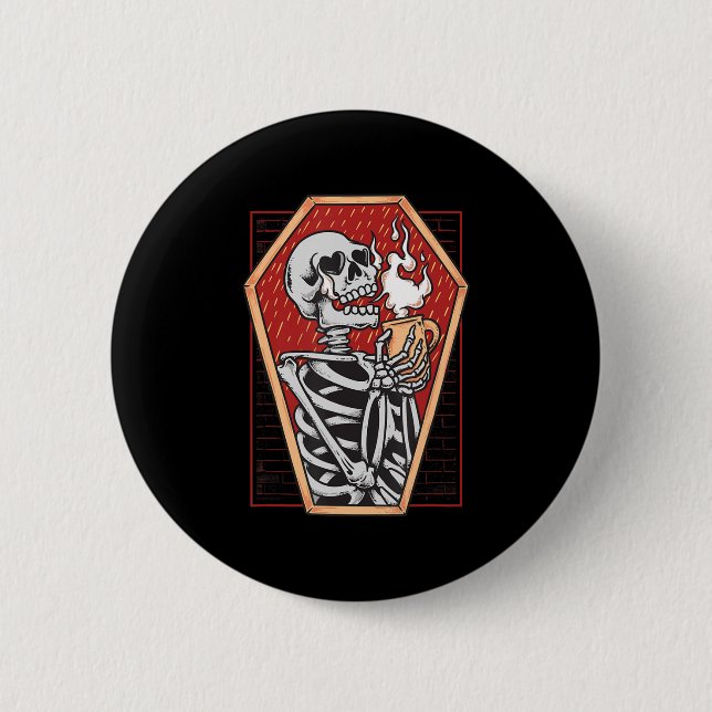 Gothic Skeleton in Coffin Mall Goth Halloween Aest 2 Inch Round Button (Front)