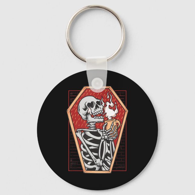 Gothic Skeleton in Coffin Mall Goth Halloween Aest Keychain (Front)