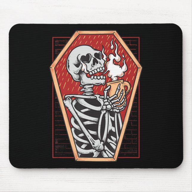 Gothic Skeleton in Coffin Mall Goth Halloween Aest Mouse Pad (Front)