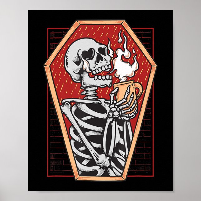 Gothic Skeleton in Coffin Mall Goth Halloween Aest Poster (Front)