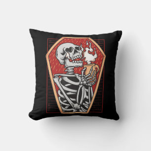 Gothic Skeleton in Coffin Mall Goth Halloween Aest Throw Pillow