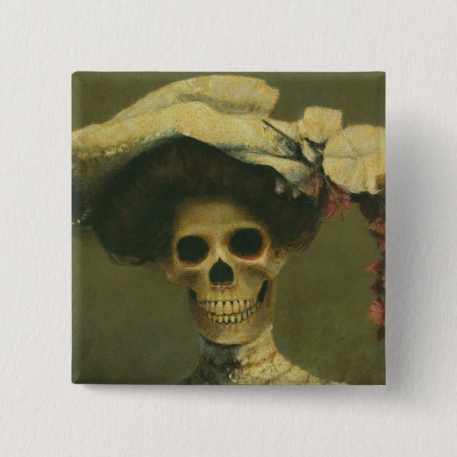 Gothic Skeleton Lady Button (Front)