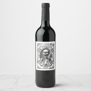 Gothic Skeleton Line Drawing Custom Year Halloween Wine Label