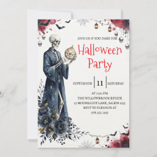 Gothic Skeleton Man Halloween Party Invitation