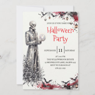 Gothic Skeleton Man Halloween Party Invitation