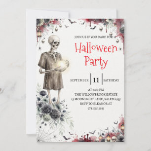 Gothic Skeleton Man Halloween Party Invitation
