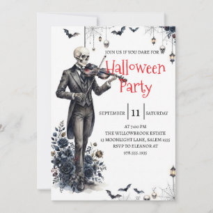 Gothic Skeleton Man Halloween Party Invitation