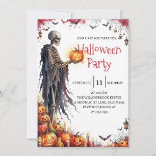 Gothic Skeleton Man Halloween Party Invitation
