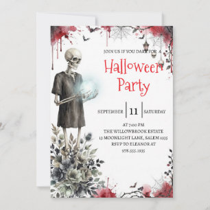 Gothic Skeleton Man Halloween Party Invitation