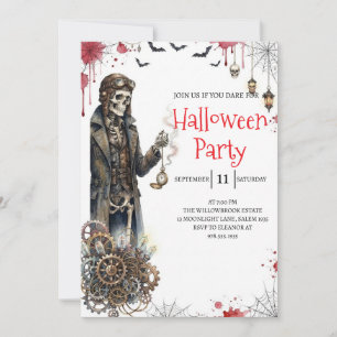 Gothic Skeleton Man Halloween Party Invitation