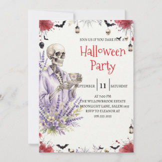 Gothic Skeleton Man Halloween Party Invitation