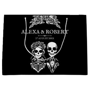 Gothic skeleton roses couple wedding  large gift bag