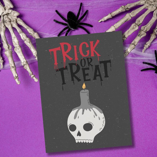 Gothic Skeleton Skull Trick or Treat Halloween Postcard (Creator Uploaded)