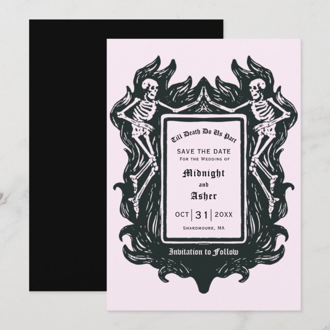 Gothic Skeleton Till Death Do Us Part  Save The Date (Front/Back)