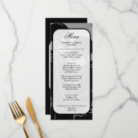 Gothic Skeletons Black and White Wedding Menu