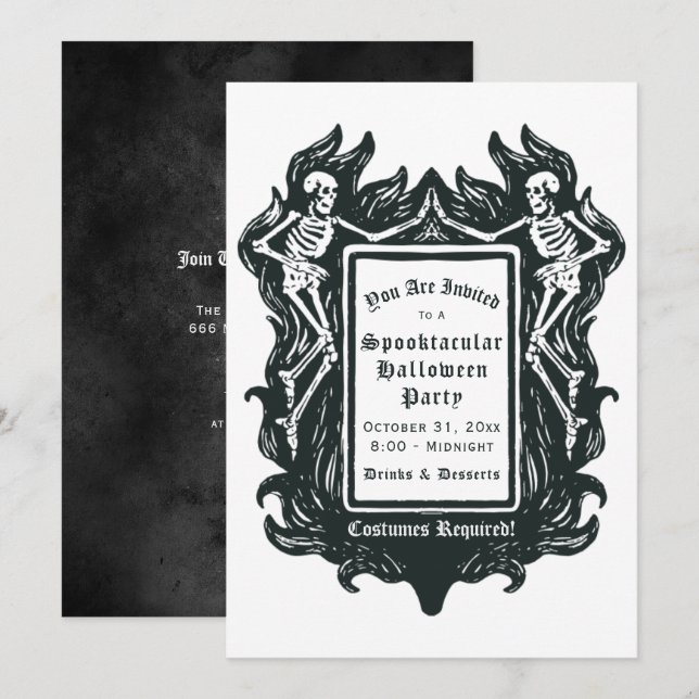 Gothic Skeletons Spooktacular Halloween Invitation (Front/Back)