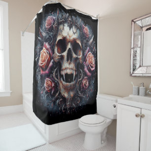 Gothic Skull Adorned with Roses
