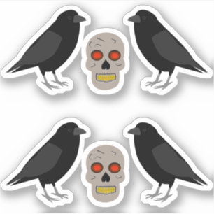 Gothic Skull and Guardian Ravens Halloween