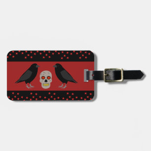 Gothic Skull and Guardian Ravens Halloween Custom Luggage Tag