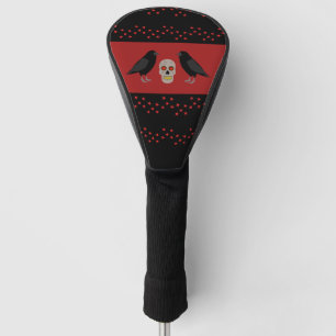 Gothic Skull and Guardian Ravens Halloween Golf Head Cover