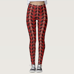 Gothic Skull and Guardian Ravens Halloween Leggings