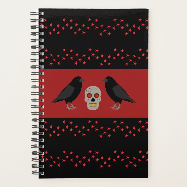 Gothic Skull and Guardian Ravens Halloween Planner (Front)