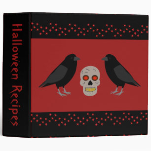 Gothic Skull and Guardian Ravens Halloween Recipe Binder
