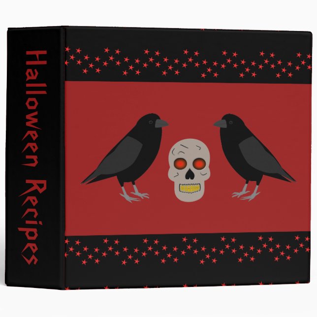 Gothic Skull and Guardian Ravens Halloween Recipe Binder (Front/Spine)
