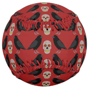 Gothic Skull and Guardian Ravens Halloween Softball