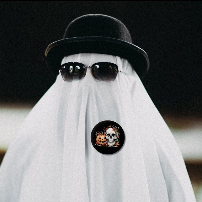 Gothic Skull and Pumpkin  1 Inch Round Button (Creator Uploaded)