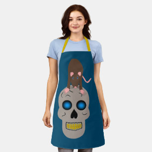 Gothic Skull and Rat Halloween Apron