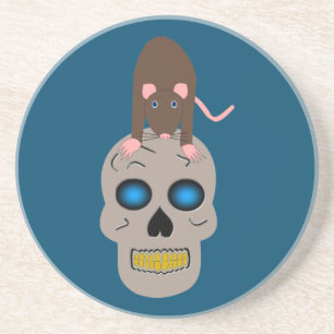 Gothic Skull and Rat Halloween Coaster