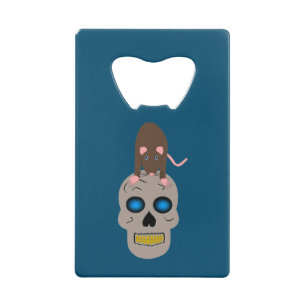 Gothic Skull and Rat Halloween Credit Card Bottle Opener