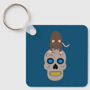 Gothic Skull and Rat Halloween Custom Favour Keychain
