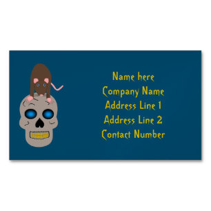 Gothic Skull and Rat Halloween Custom Magnetic Business Card