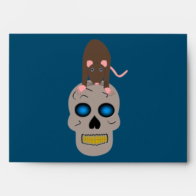 Gothic Skull and Rat Halloween Envelope (Front)