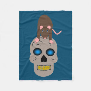Gothic Skull and Rat Halloween Fleece Blanket