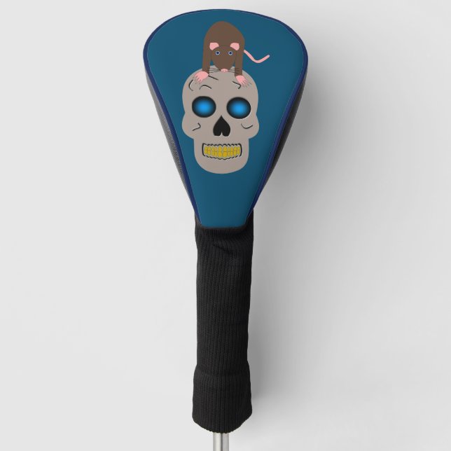 Gothic Skull and Rat Halloween Golf Head Cover (Front)